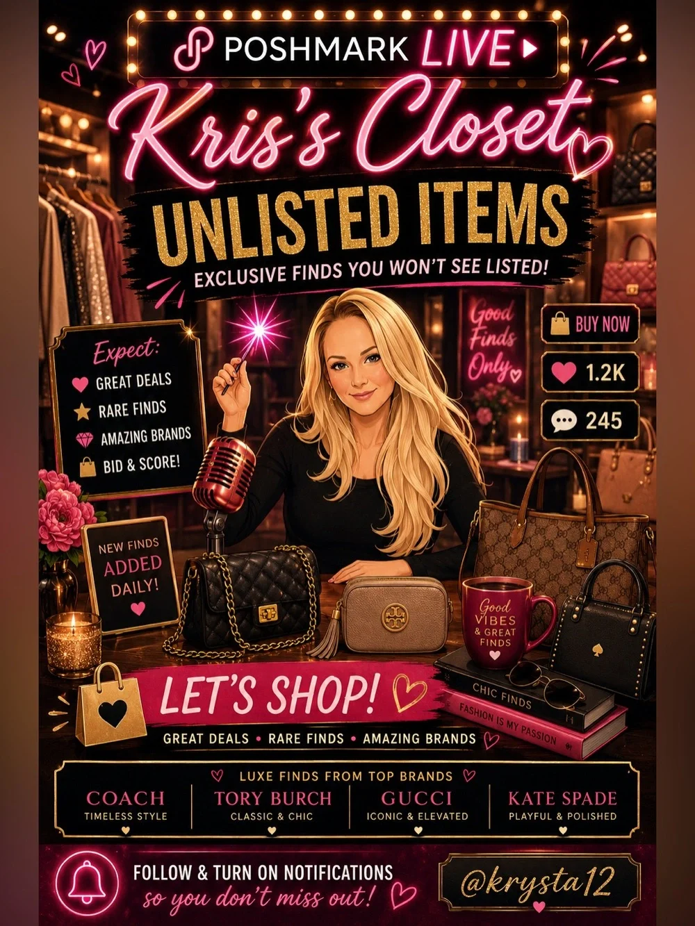 Kris’ Closet Live Flyer | Unlisted Designer Finds Auction